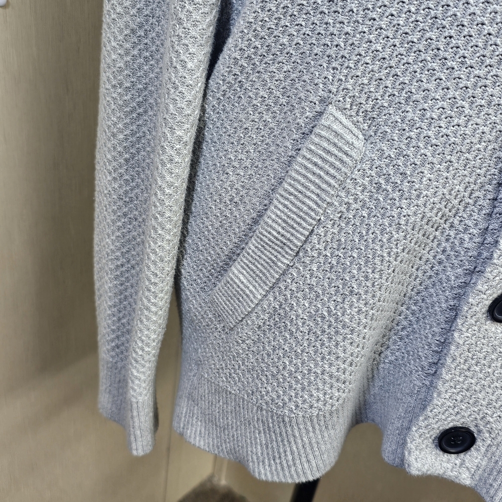 Hollister Shawl Collar Knit Button Cardigan Sweater Small Gray Y2K Preppy - Picture 4 of 15